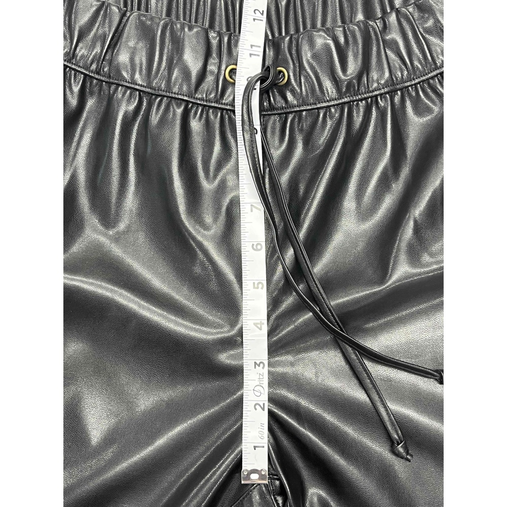 Enza Costa Black Vegan Faux Leather Elastic Waist Ankles Jogger Pants Sz 2 (Med) - Picture 8 of 10